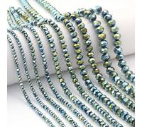 1 filo di perle a forma di conteria scanalata, color verde elettrificato, perline piatte e rotonde assortite colorate in cristallo di varie misure 3/4/6/8/10mm, perline colorate alla moda e carine con