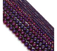 1 filo di perline di pietra naturale di ematite nera da 2/3/4/6/8/10 mm, perline rotonde sciolte per la creazione di gioielli fai da te, accessori per bracciali e orecchini, viola, circa 10 mm, 38 p