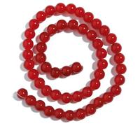 1 filo di perline di vetro colorate rotonde da 6/8 mm, perline distanziatrici per la creazione di gioielli, fai da te, accessori per bracciali e collane, agata rossa, 8 mm, circa 45 pezzi