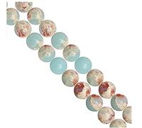 1 filo naturale acquamarina blu impressione Aqua Terra Jasper guarigione gemma 10 mm sedimenti marini perline rotonde sfuse pietre preziose distanziatore (35-37 pezzi) OZ85-10
