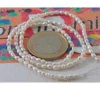 1 FILO PERLE BIANCHE OVALINE MIGNON DA MOLLUSCO IN ACQUA DOLCE 4X3MM