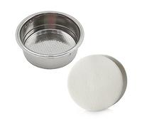 1 filtro per caffè con 100 filtri per caffè in carta, doppia tazza in acciaio inox, cestello filtro a doppia parete da 51 mm, vassoio perforato per una facile pulizia