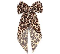 1 fiocco per capelli leopardato oversize con stampa di ghepardo con coda lunga in nastro di raso barrette per le donne accessori per capelli coda di cavallo grande giallo leopardo Furling pompon per