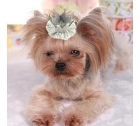 1 fiocco per capelli per cani, corona con paillettes, per cani, gatti, animali domestici, regalo di compleanno, orsacchiotto, yorkie, maltese, feste, 10 colori a scelta (argento)