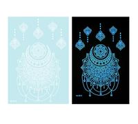 1 Foglio Blu Glow In Dark Tatuaggio Temporaneo Decori Del Corpo Evidenziando Astratto Fiori Adesivi Per Donne E Ragazze Blu Tribale Tatuaggio