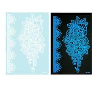 1 Foglio Blu Glow In Dark Tatuaggio Temporaneo Decori Del Corpo Evidenziando Astratto Fiori Adesivi Per Donne E Ragazze Blu Tribale Tatuaggio