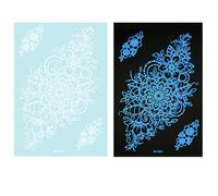 1 Foglio Blu Glow In Dark Tatuaggio Temporaneo Decori Del Corpo Evidenziando Astratto Fiori Adesivi Per Donne E Ragazze Blu Tribale Tatuaggio
