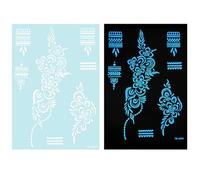 1 Foglio Blu Glow In Dark Tatuaggio Temporaneo Decori Del Corpo Evidenziando Astratto Fiori Adesivi Per Donne E Ragazze Glow Tatuaggio