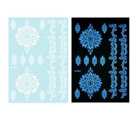 1 Foglio Blu Glow In Dark Tatuaggio Temporaneo Decori Del Corpo Evidenziando Astratto Fiori Adesivi Per Donne E Ragazze Glow Tatuaggio