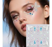 1 foglio di adesivi per il viso a forma di sirena con gemme autoadesive, strass in cristallo tatuaggi temporanei per il viso, accessori di decoro fai-da-te per feste e occasioni speciali Tagli UnicaPi