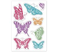 1 foglio di timbri in plastica PVC, motivo farfalla, in silicone, riutilizzabile, viola, rosa, blu, per fai da te, album fotografici, biglietti decorativi, 16 x 11 x 0,3 cm