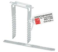 1 gancio diretto da 60/150 mm per cartongesso, per profili CD 60/27 | spessore del materiale 0,8 mm, gancio a U, da soffitto, montaggio preciso del profilo del soffitto