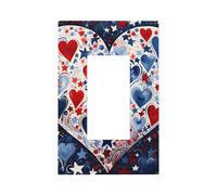1 Gang Rocker Piastra di comando decorativa, Giorno dell'Indipendenza Acquerello Amore Cuore Luce Interruttore Copertura per Camera da Letto Soggiorno Decor