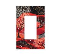 1 Gang Rocker Placca decorativa da parete, copertura per interruttore della luce dell'albero astratto rosso per la decorazione della camera da letto del soggiorno
