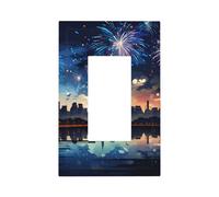 1 Gang Rocker Placca decorativa da parete, per interruttore della luce del paesaggio della città del mare notturno dei fuochi d'artificio per camera da letto soggiorno Decor