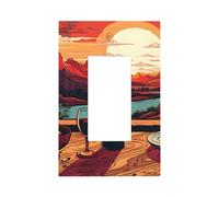 1 Gang Rocker Placca decorativa da parete, per interruttore della luce del vino rosso al tramonto per la decorazione della camera da letto del soggiorno