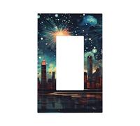 1 Gang Rocker Placca decorativa da parete, per interruttore della luce di notte del mare della città per la decorazione della camera da letto del soggiorno