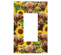 1 Gang Singola Presa GFCI Coperture Decoratore/Interruttore Della Luce A Bilanciere Piastra A Parete Girasole Bambino Highland Mucche Dispositivo Elettrico Viso Spina Copertura Piastra per Dimmer