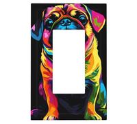 1 Gang Singola Presa GFCI Coperture Decoratore/Interruttore Della Luce A Bilanciere Piastra Da Parete Colori Arcobaleno Pug Dog Dispositivo Elettrico Viso Spina Copertura Piastra per Dimmer Presa USB