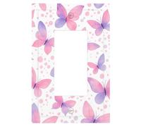1 Gang Singola Presa GFCI Coperture Decoratore/Interruttore Della Luce A Bilanciere Piastra Da Parete Farfalle Rosa E Viola Dispositivo Elettrico Copertura Della Piastra Spina Faccia per Dimmer Presa