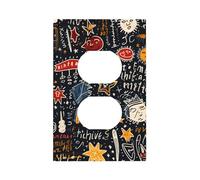 1 Gang Singolo Duplex Outlet Piastra da Parete Decorativa, Quadro Astratto e Parole Luce Interruttore Copertura per Camera Da Letto Soggiorno Decor