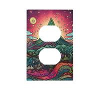 1 Gang Singolo Duplex Presa Piastra di Parete Decorativa, Linee Astratte Montagna Stelle Luna Interruttore Della Luce Copertura per Camera Da Letto Soggiorno Decor