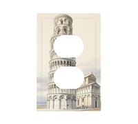 1 Gang Singolo Duplex Presa Placca Da Parete Decorativa, Torre di Pisa Città Italiana Paese Interruttore Della Luce Copertura per Camera Da Letto Soggiorno