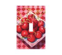 1 Gang Singolo Interruttore A Levetta Placca Da Parete Decorativa, Rosso A Scacchi Cherry Interruttore Della Luce Copertura per Camera Da Letto Soggiorno Decor