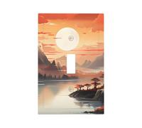 1 Gang Singolo Interruttore A Levetta Placca Da Parete Decorativa, Sunrise Island Giapponese Interruttore Della Luce Copertura per Camera Da Letto Soggiorno Decor