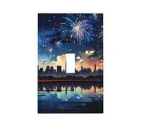 1 Gang Singolo Interruttore A Levetta Placca Da Parete Piastra Decorativa, Città Mare Notte Fuochi D'artificio Scenario Luce Interruttore Copertura per Camera Da Letto