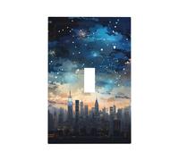 1 Gang Singolo Interruttore A Levetta Placca Da Parete Piastra Decorativa, Città Mare Notte Stelle Copertura Interruttore Della Luce per Camera Da Letto