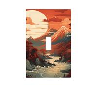 1 Gang Singolo Interruttore A Levetta Placca Da Parete Placca Decorativa, Stile Giapponese Montagna Pittura Copertura Interruttore Luce Rossa per Camera Da Letto S