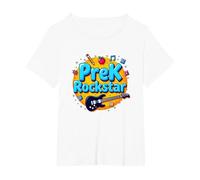 1 ° Giorno di Scuola Materna PreK Rockstar Fun School Start Maglietta, Donna Plus-Size, Bianco, 2X
