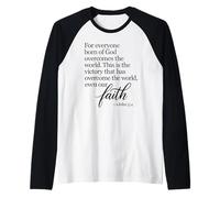1 Giovanni 5:4 La Fede Vince Nata da Dio Bibbia Versetto Scrittura Maglia con Maniche Raglan