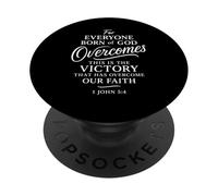 1 Giovanni 5:4 Nato da Dio vince il mondo Vittoria Fede PopSockets PopGrip Adesivo