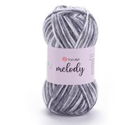 1 gomitolo YarnArt Melody variegato, filato Chainette, lucido metallizzato, per lavorare a maglia, uncinetto, ricamo, 100 grammi, 230 metri, 70% poliammide, 21% acrilico, 9% misto lana, 905