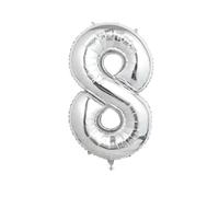 1 grande palloncino in alluminio a forma di numeri per bambini, ragazzi e ragazze, 101,6 cm, viola lavanda, grande palloncino in alluminio a forma di numeri per (Silver, 8)