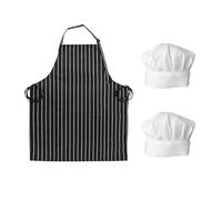 1 Grembiule Con Scollo All'americana, 2 Cappelli Da Cuoco Bianchi, Set Uniforme Da Chef, Grembiule Regolabile Con Tasche, Set Impermeabile E Antimacchia, Adatto per Cucina, Ristorante, Caffetteria