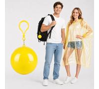 1 impermeabile di emergenza usa e getta, portatile, impermeabile, con cappuccio, poncho antipioggia, palla portachiavi, per viaggi, concerti all'aperto