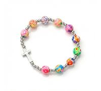 1 incantevole braccialetto con croce e perline colorate - gioielli cristiani per ragazze per l'Eucaristia, il battesimo o il compleanno - braccialetto colorato per bambini con significato