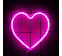 1 insegna al neon a forma di cuore rosa, luce al neon a LED alimentata a batteria o USB per feste, lampada decorativa per la casa, luce deco