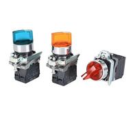 1 interruttore a manopola illuminato XB4, 2 marce, 3 marce, normalmente aperto, normalmente chiuso, pulsante meccanico autobloccante, portalampada a LED (bianco, 2 ingranaggi_1NO_24 V)