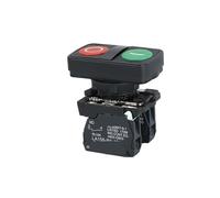 1 interruttore a pulsante di arresto di emergenza da 22 mm, interruttore a doppio pulsante con luce momentanea autoresettante, interruttore a pulsante di alimentazione a fungo, 10 A (doppio senza luce