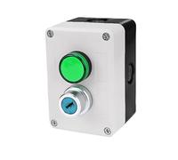 1 interruttore a pulsante impermeabile autosigillante con avviamento/arresto a 2 fori e 2 marce, 220 V, interruttore di arresto industriale elettrico con spia luminosa(Green light with key)