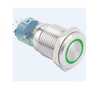 1 interruttore a pulsante momentaneo o a scatto illuminato ad anello da 16 mm in acciaio inossidabile(Green,LATCHING(1NO1NC)_6V)