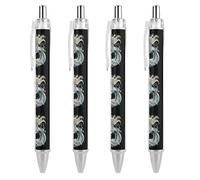 1 Is on Dolphin - Penna a sfera con stampa divertente, retrattile, fusto rotondo, punta fine da 0,5 mm, 4 pezzi come da immagine 1