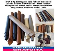 1 Kg di Ritagli di Vera Pelle in Dimensioni Casuali e Colori Misti Classici