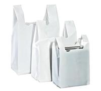 1 kg SACCHETTO MEDIO BIANCO DI PLASTICA 28 X 50 SACCHETTI SHOPPERS BORSA CON MANICO BUSTA PER ALIMENTI SHOPPER NEGOZIO