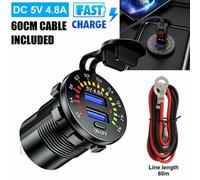 1 Kit Doppia USB 4.8A Auto Veloce Presa Caricabatterie Potenza W/ LED Digitale