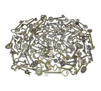 1 kit include 107 pezzi di chiavi vintage decorative dall'aspetto antico for ciondoli Steampunk, creazione di gioielli con ciondoli retrò in ottone antico N